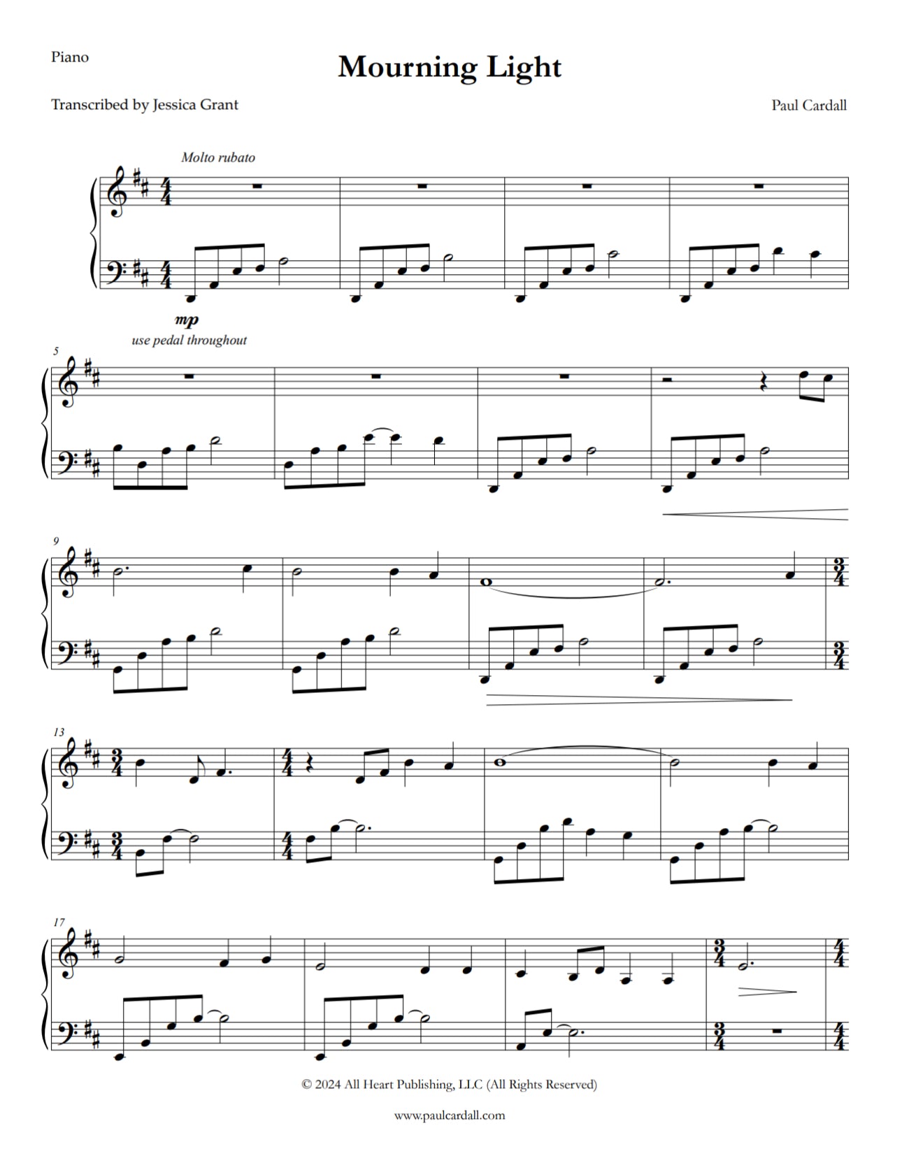 Mourning Light (Sheet Music)