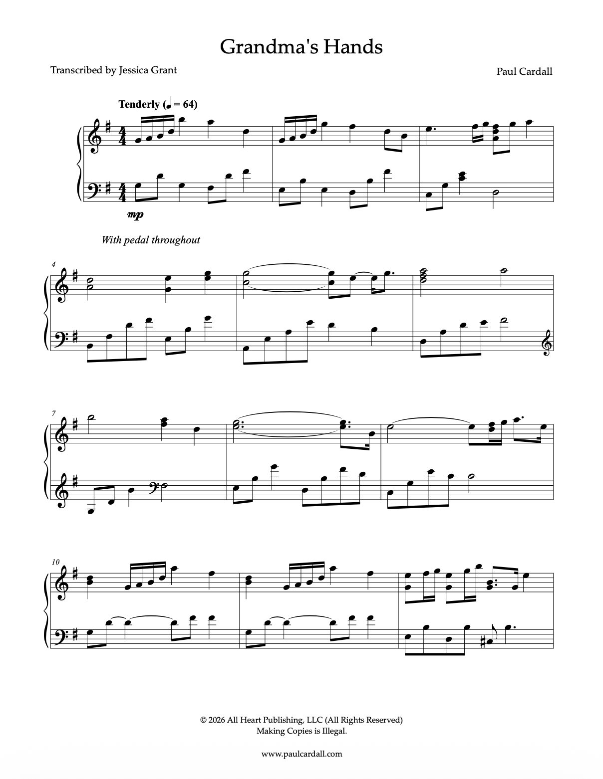 Grandma's Hands (Sheet Music - Digital)