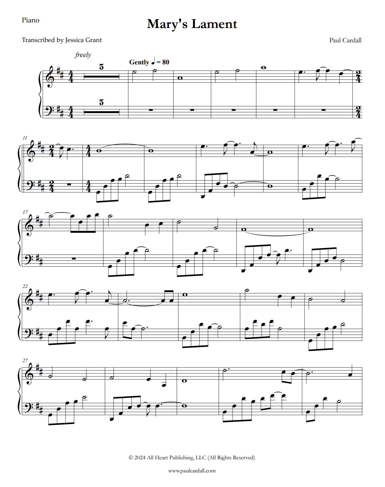 Mary's Lament (Sheet Music)