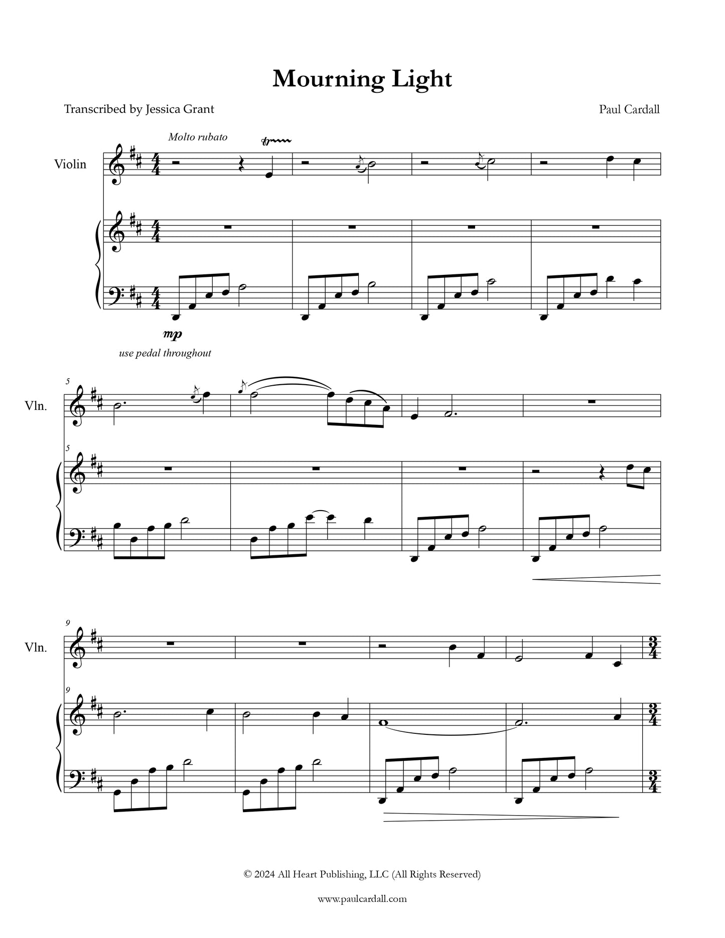 Mourning Light (Score for Violin/Cello/Piano)