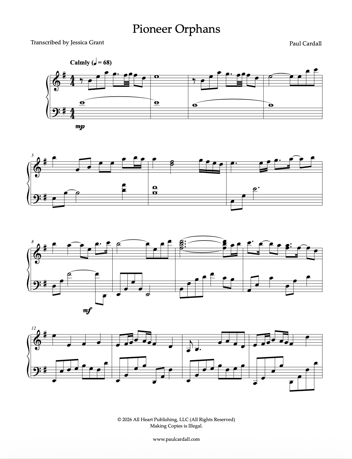 Pioneer Orphans (Sheet Music - Digital)