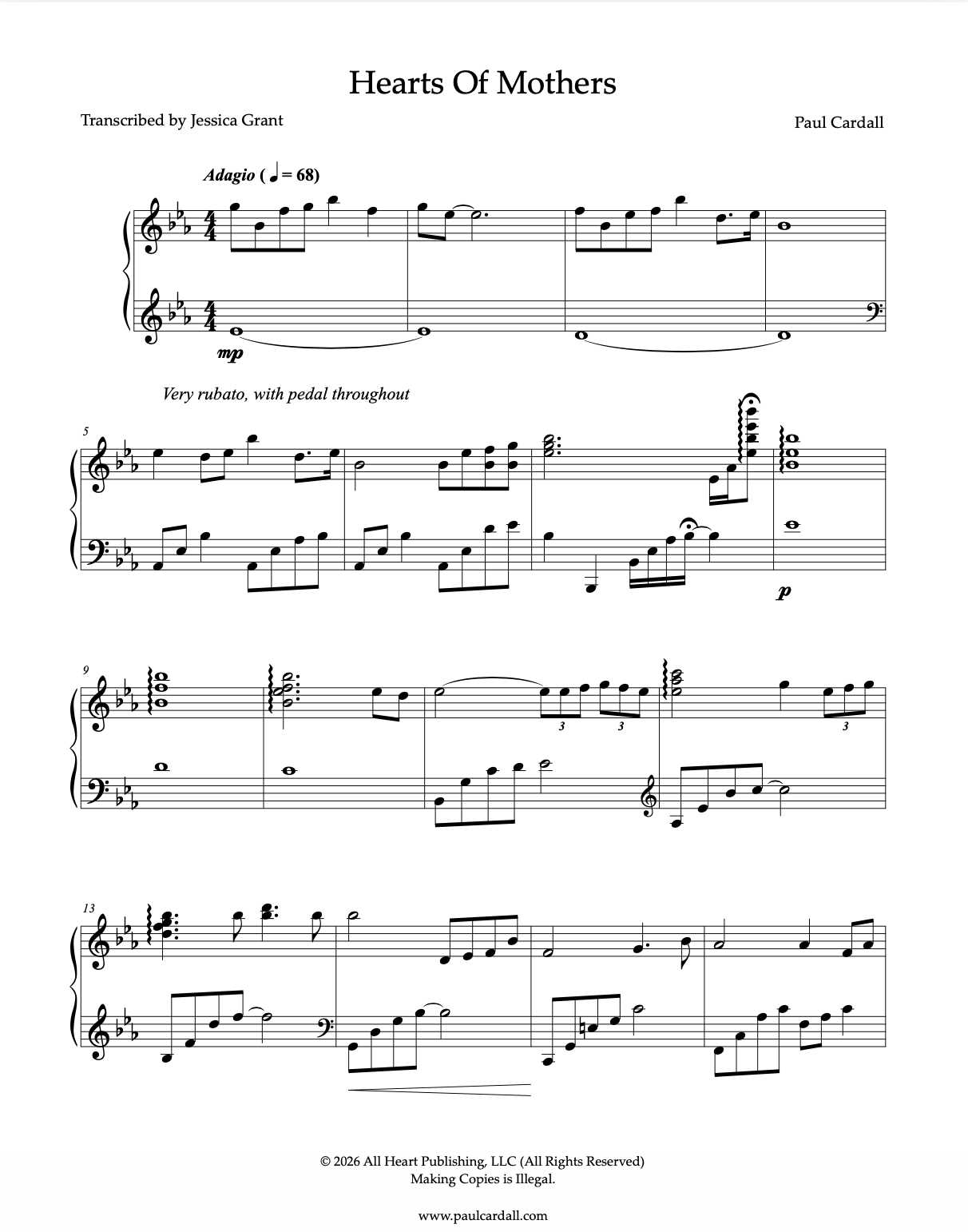 Hearts of Mothers (Sheet Music - Digital)