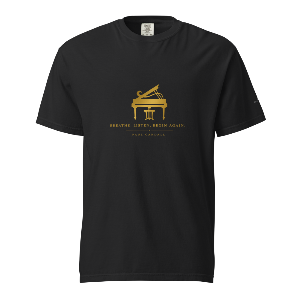 Breath. Listen. Begin Again. (Unisex garment-dyed heavyweight t-shirt)